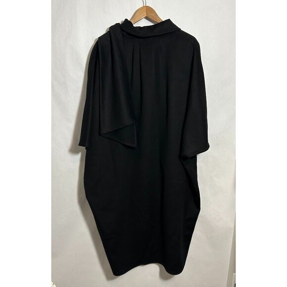 VTG 70s Gemini 100% Wool Shawl Cape Cocoon Wrap Coat OS Black - Picture 3 of 10